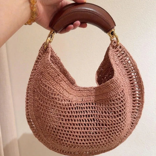 Classic Beach Straw Woven Bags For Women Luxury Designer Handbag