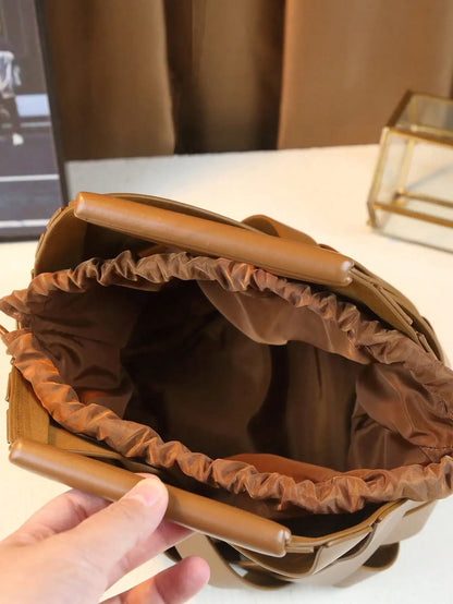 Woven Design Women Handbag, Tote Basket Bag, High-End Inverted Triangle Shaped Handbag