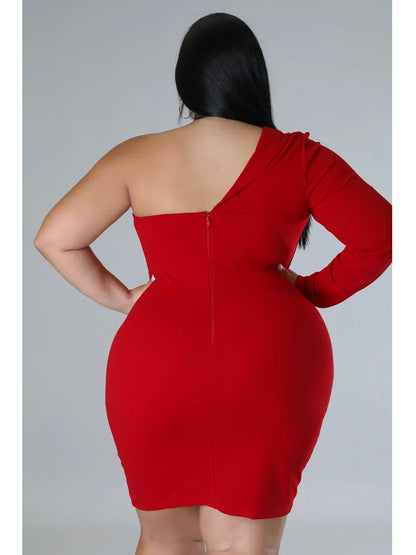 Plus Size Dress Long Sleeve V Neck Solid Sexy Mini Suit Dress Party Dresses