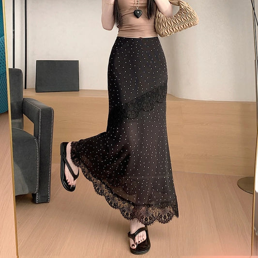 Polka Dot Lace Skirt Printed Women's Wrap Skirts for Women