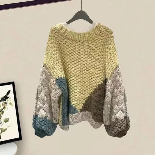 Women Pullovers Knitted Sweater Round Neck Full Sleeve Sweaters Loose Jumpers