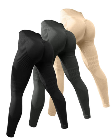 Women's 3-Piece Sports Pants With Sexy Hip Lift Yoga Pants Exercise High-Waisted Running Yoga  Pants