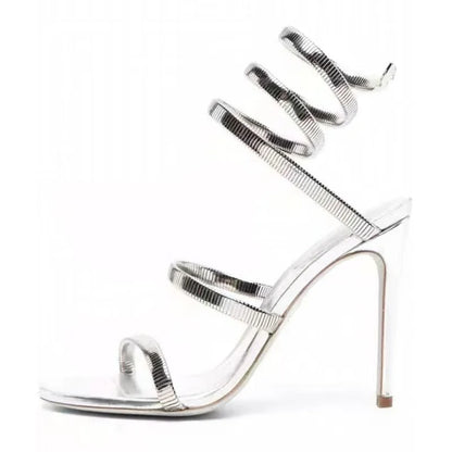 Ankle Strap Open Toe Narrow Band Women Sandals Thin High Heels Stripper Sexy Shoes