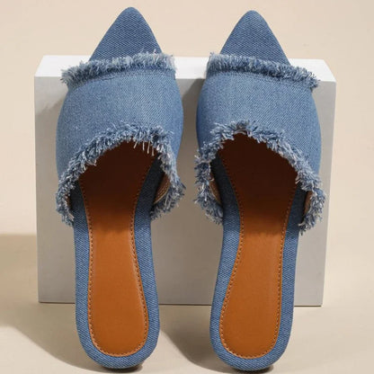Women Flats Cowboy Slippers Summer Femme Pointed Toe Flip Flops