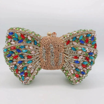Rhinestone Green/Black Clutch Purse Bow Luxury Diamond Evening Clutches Wedding Bridal Bag