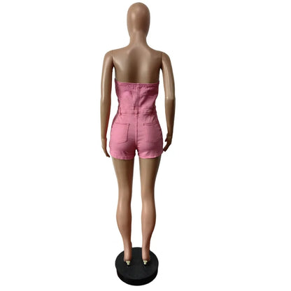 Backless Rompers for Women Solid Pocket Cargo Patchwork Jumpsuits Overalls