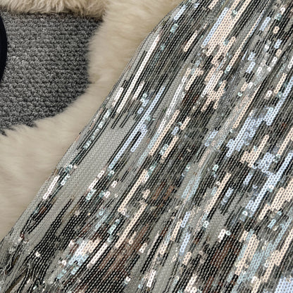 Women Chic Sequin tassel glitter Skirt High Waist Elegant Korean Fashion Skirt