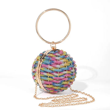 Woven Ball Bag Rhinestone Handbag Crossbody Clutches Shoulder Bags