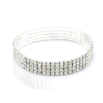 Rhinestone Multi-layer Crystal Elastic Chain Tennis Anklet For Women