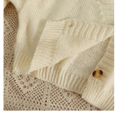 Colorful Flower Cardigan for Women Cute Long Sleeve V-neck Knit Crop Sweater