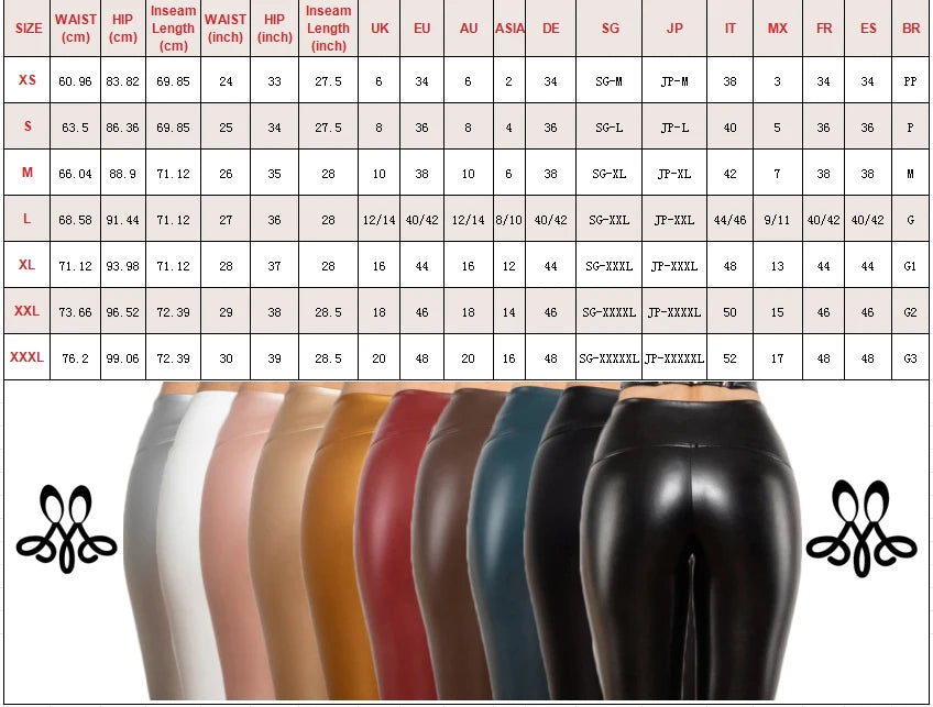 High Waist Faux Leather Shinny Leggings for Women