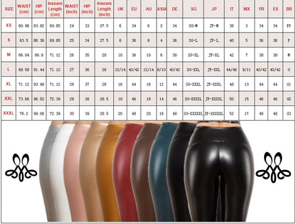 High Waist Faux Leather Shinny Leggings for Women