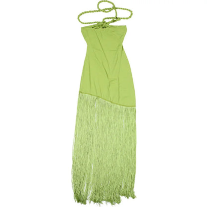 Strapless Tassel Maxi Dress For Women Twisted Design Off-shoulder Resort Party Maxi Dress