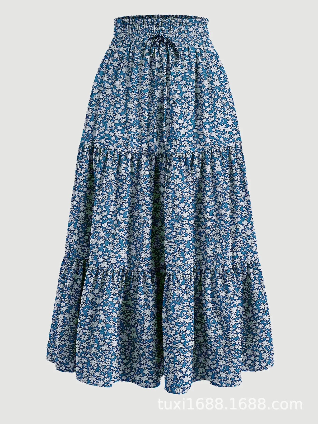Women's Patchwork Solid Color Loose Skirt; Commuting Casual Cake Skirt; Elastic Waist Elegant Skirt