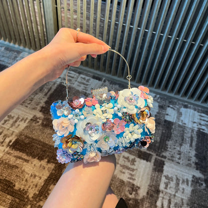 Women Multicolored Flower Evening Clutch Floral Bag