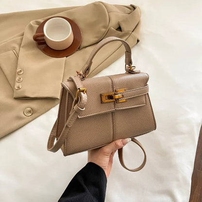 Luxury Trapezoidal Clutch Bag Hardware Lock Design Square Shoulder Handbag