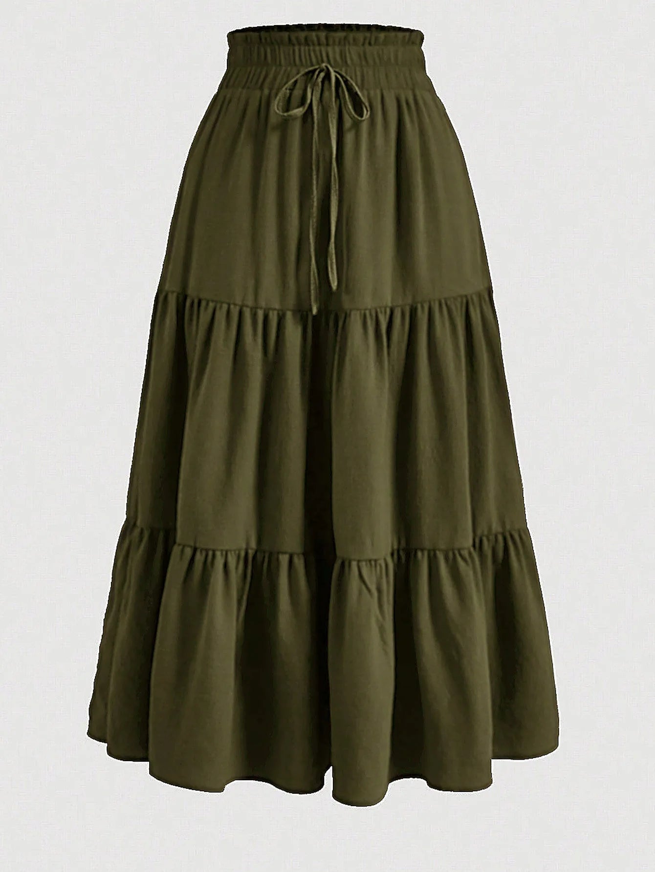 Women's Patchwork Solid Color Loose Skirt; Commuting Casual Cake Skirt; Elastic Waist Elegant Skirt