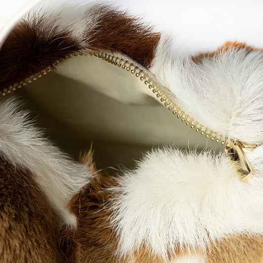 Lamb fur box bag crossbody small bag Luxury Leopard print  fur bag