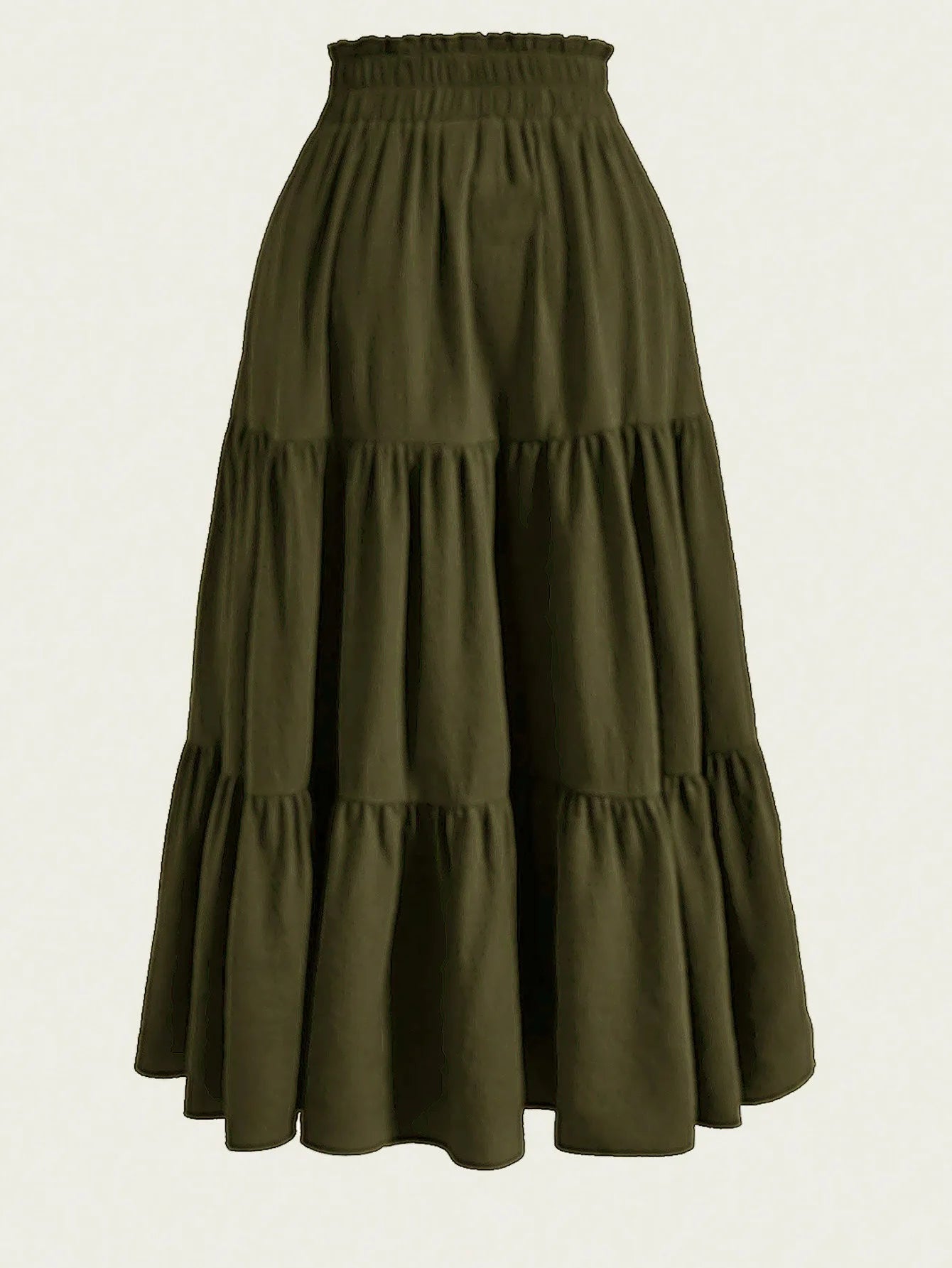 Women's Patchwork Solid Color Loose Skirt; Commuting Casual Cake Skirt; Elastic Waist Elegant Skirt