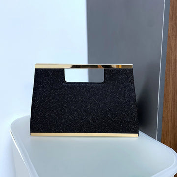 Luxury Designer Black Sparkle Handbag Elegant Women Crystal Shiny Evening Bag