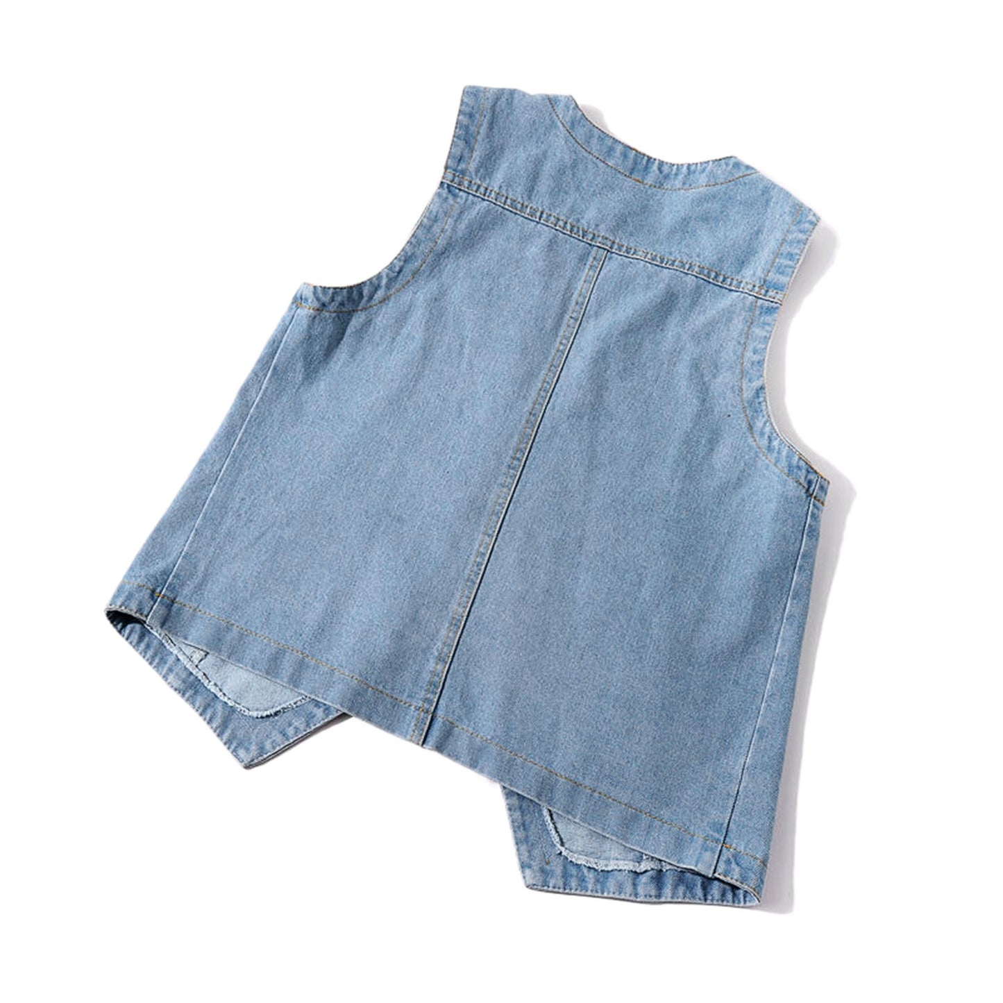 Woman Sleeveless Denim Vest V Neck Button Down Jacket V Neck Button Loose Ladies Vest