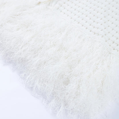 Knit Tassel Skirt Sets Women Hollow Out Lapel Single Breasted Short Sleeve Tops Mini Skirts