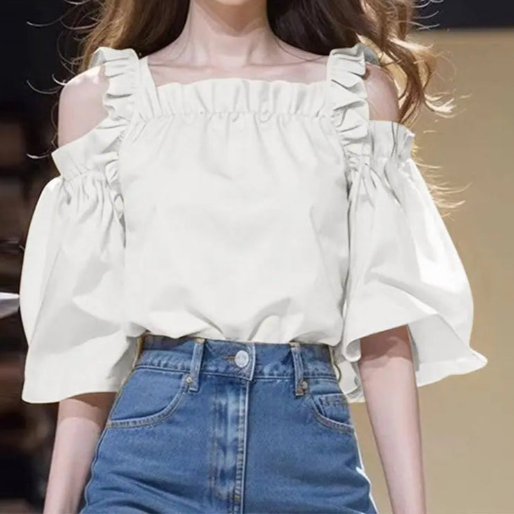 Oversized Women Blouse Summer Off Shoulder Tank Tops Tunic Casual Loose Blouse