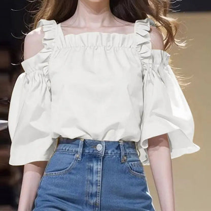 Oversized Women Blouse Summer Off Shoulder Tank Tops Tunic Casual Loose Blouse