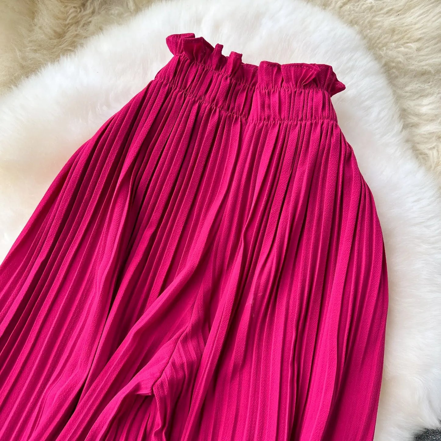 Women Long Pants Wide Leg Pant Solid Loose Casual Lace Up Tight High Waist Capris Regular Pleated Trousers
