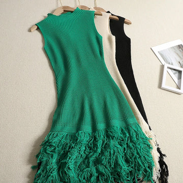 Chic Sexy Package Hips Mini Tassel Dress Women Designer Bodycon Party Dress