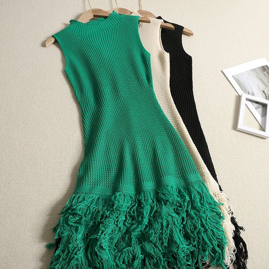 Chic Sexy Package Hips Mini Tassel Dress Women Designer Bodycon Party Dress