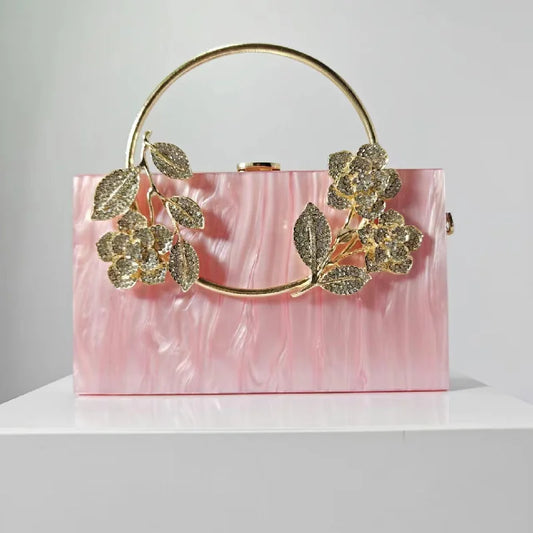 Banquet Pearlescent Acrylic Purse Women's Tote Crossbody Shoulder Square Bag