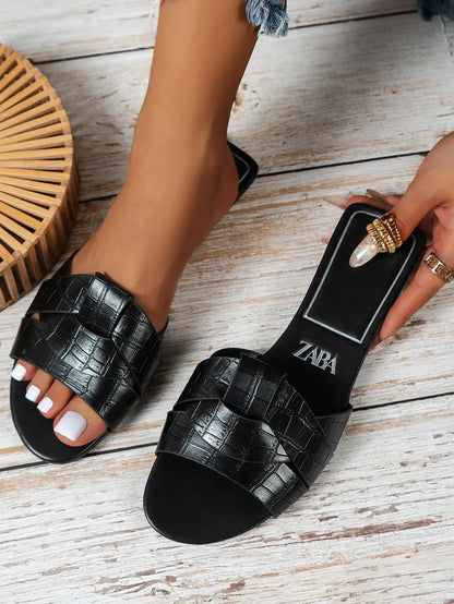 Flat Sandals Low Heel Comfortable Slippers Sexy Peep Toe Shoes Luxurious Outdoor Beach Sandals