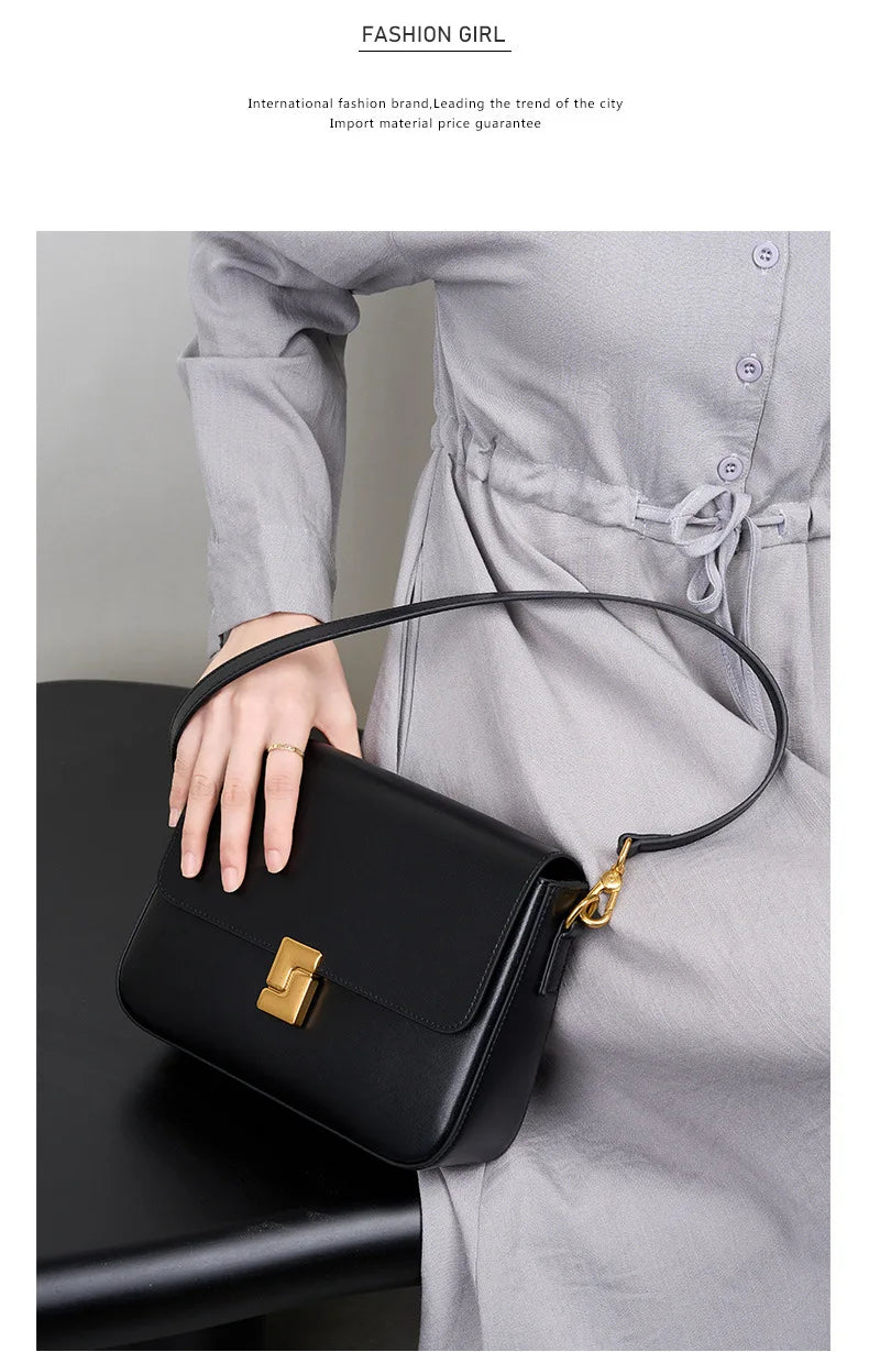 Genuine Leather Women Crossbody Bag Luxury Design Small Square Bag Cowhide Women's Bag