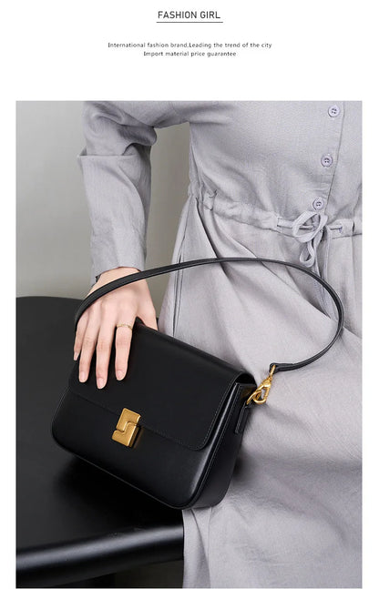 Genuine Leather Women Crossbody Bag Luxury Design Small Square Bag Cowhide Women's Bag