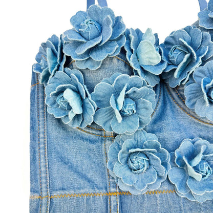 Women Denim Tank Tops Sexy Cowboy Bra Top Vest Corset Crop Top