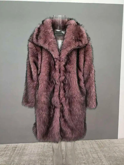Tide Faux Fur Coat European Style Hooded Loose All Match Warm Cardigan Jacket