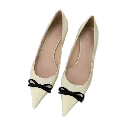 Butterfly Knot Color Blocked Shoes for Women Pointed Shallow Mouth Slim Heel High Heels