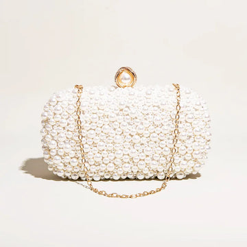 Women Pearl Clutches Bag Noble Crystal Beaded Evening Bag Wedding Clutch Purse