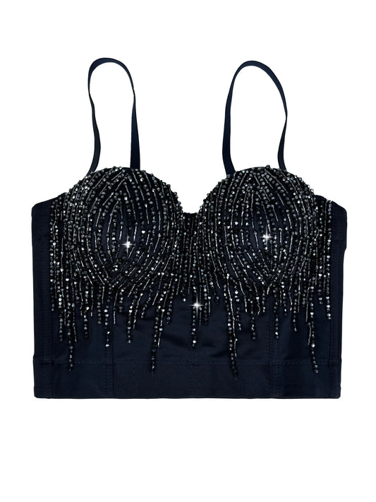 Women Handcrafted beaded fishbone halter top, hot girl fishbone corset top
