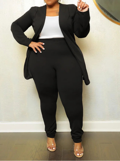 Plus Size Two Piece Outfits Women Matching Suit Solid Top Leggings Pants Sets