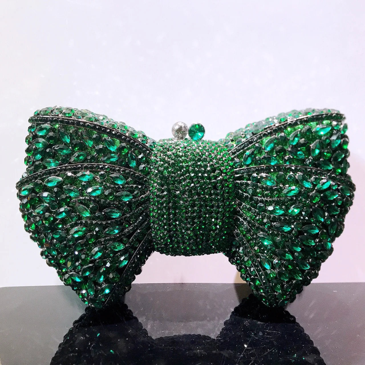 Rhinestone Green/Black Clutch Purse Bow Luxury Diamond Evening Clutches Wedding Bridal Bag