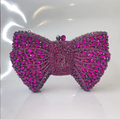Rhinestone Green/Black Clutch Purse Bow Luxury Diamond Evening Clutches Wedding Bridal Bag