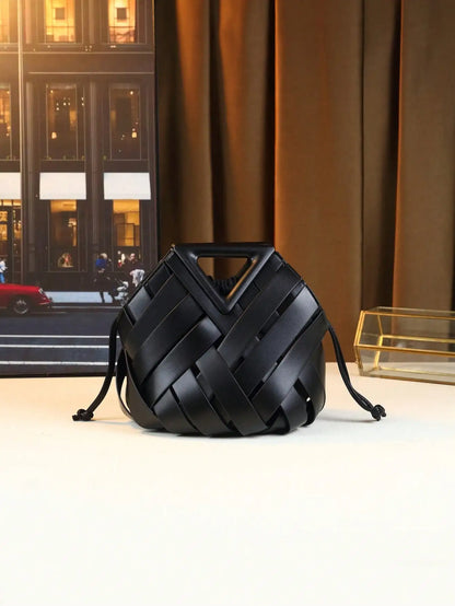 Woven Design Women Handbag, Tote Basket Bag, High-End Inverted Triangle Shaped Handbag