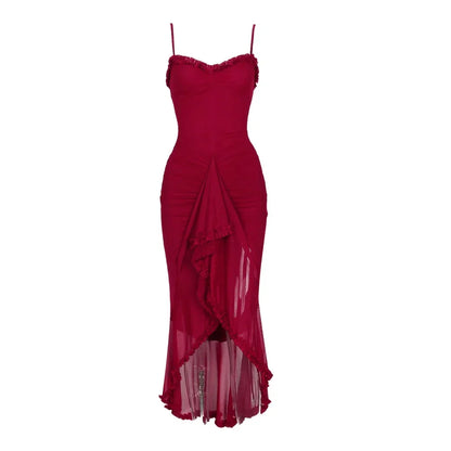 Bridesmaid Mesh Party Dress Spaghetti Strap Bodycon Dress Cocktail Dress Birthday Dress