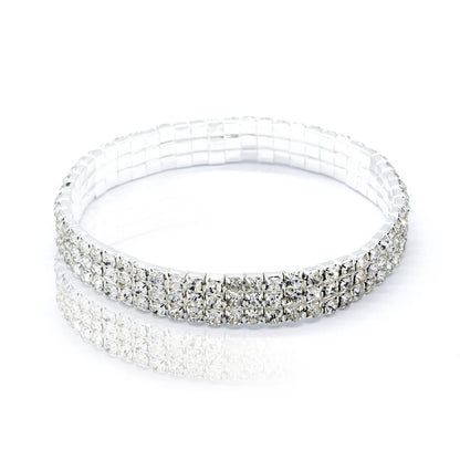 Rhinestone Multi-layer Crystal Elastic Chain Tennis Anklet For Women