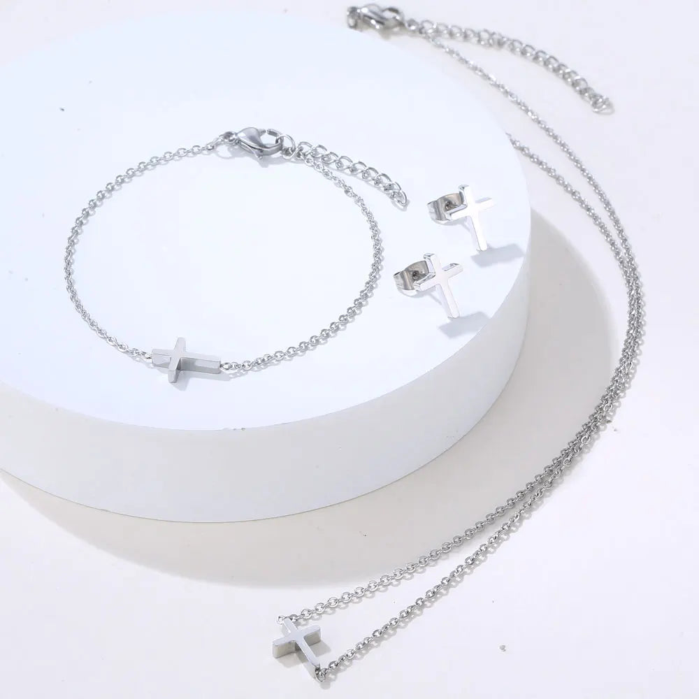 Stainless Steel Necklaces set Light Luxury Elegant Delicate Geometry Pendant Charm Chain Necklace For Women