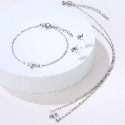 Stainless Steel Necklaces set Light Luxury Elegant Delicate Geometry Pendant Charm Chain Necklace For Women