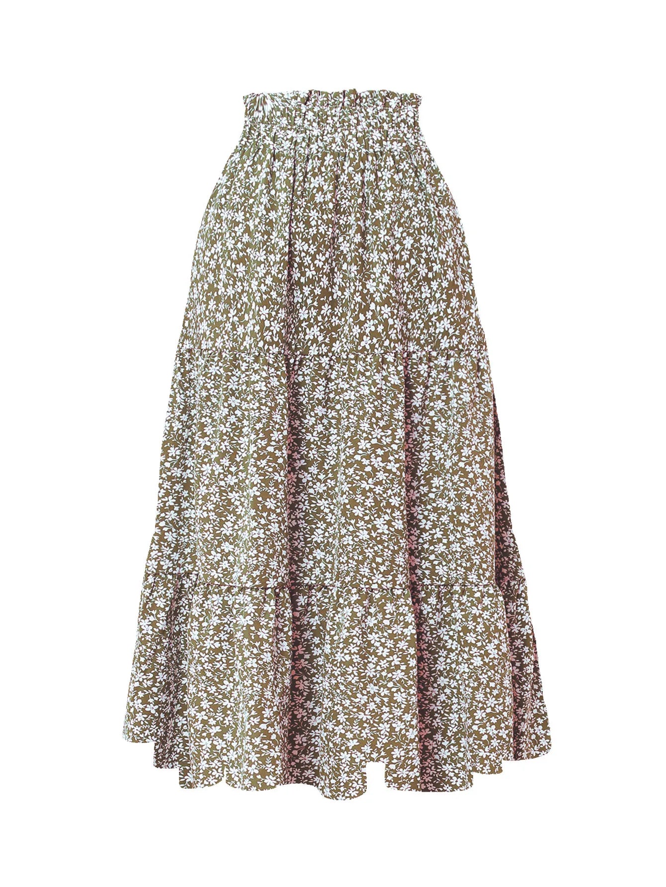 Women's Patchwork Solid Color Loose Skirt; Commuting Casual Cake Skirt; Elastic Waist Elegant Skirt