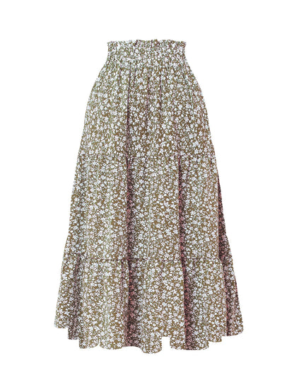 Women's Patchwork Solid Color Loose Skirt; Commuting Casual Cake Skirt; Elastic Waist Elegant Skirt